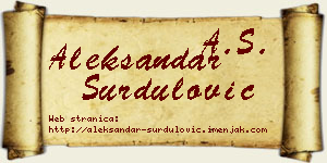 Aleksandar Surdulović vizit kartica